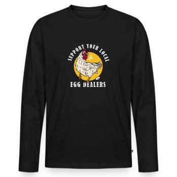Support Your Local Egg Dealer Funny Eggs - Men's Premium Organic Long Sleeve Shirt - black - Front - Nico (187cm)