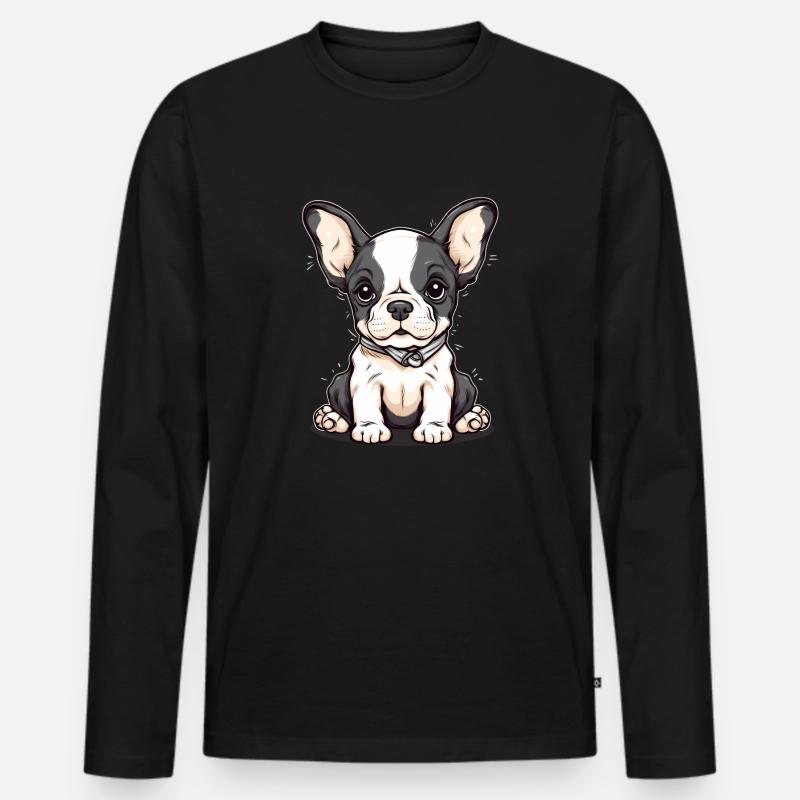 Süßer Hundewelpe - Männer Premium Bio Langarmshirt - Schwarz
