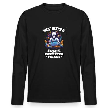 Mein Beta macht Computerdinge Programmierer - Männer Premium Bio Langarmshirt - Schwarz - Vorne - Nico (187cm)