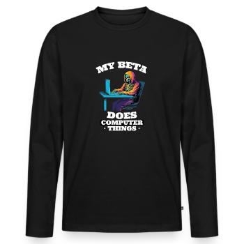 Mein Beta macht Computerdinge Programmierer - Männer Premium Bio Langarmshirt - Schwarz - Vorne - Nico (187cm)