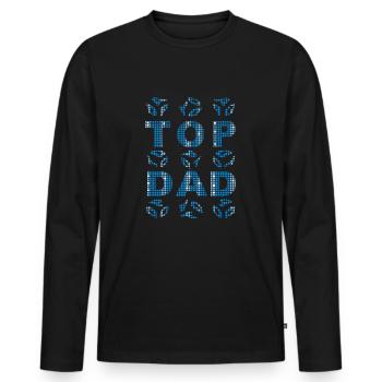 TOP DAD blue-white - Männer Premium Bio Langarmshirt - Schwarz - Vorne - Nico (187cm)