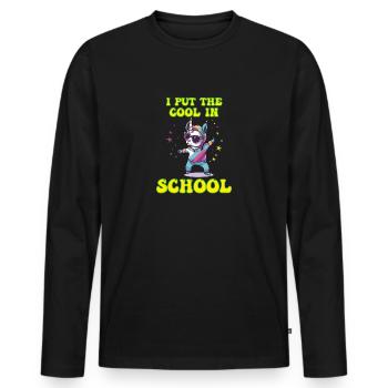 J’ai mis la fraîcheur dans School Boy Girl - T-shirt manches longues Premium bio Homme - noir - Devant - Nico (187cm)