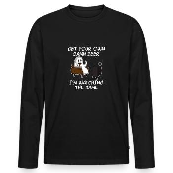 Hol dir dein eigenes verdammtes Bier, ich sehe mir - Männer Premium Bio Langarmshirt - Schwarz - Vorne - Nico (187cm)