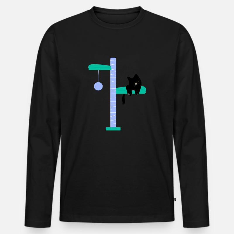 Katzenbaum und Kratzbaum2 - Männer Premium Bio Langarmshirt - Schwarz