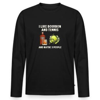 Ich mag Bourbon und Tennis Lustiger Humor Sport - Männer Premium Bio Langarmshirt - Schwarz - Vorne - Nico (187cm)
