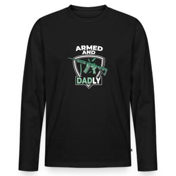 Bewaffnet und väterlich Lustige väterliche Väter - Männer Premium Bio Langarmshirt - Schwarz - Vorne - Nico (187cm)