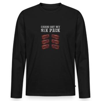Check out my Sixpack Bacon Lover Crispy - Men's Premium Organic Long Sleeve Shirt - black - Front - Nico (187cm)