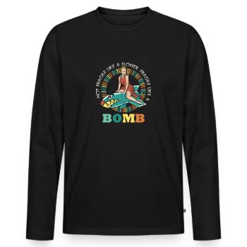 Not fragile like a flower, but a - Men's Premium Organic Long Sleeve Shirt - black - Front - Nico (187cm)