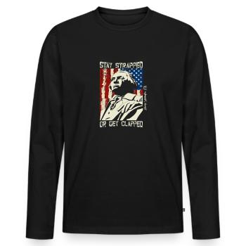 Buckle up or get clapped George - Men's Premium Organic Long Sleeve Shirt - black - Front - Nico (187cm)