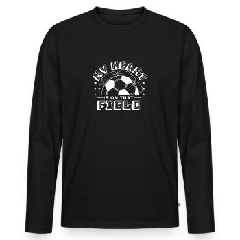 My heart is on the soccer field soccer vibes - Men's Premium Organic Long Sleeve Shirt - black - Front - Nico (187cm)
