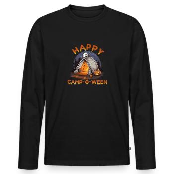 Halloween Camping Witch Costume Broom Pumpkin - Men's Premium Organic Long Sleeve Shirt - black - Front - Nico (187cm)