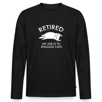 Retraité Mon travail consiste à câliner les chats Blague sur la retraite - T-shirt manches longues Premium bio Homme - noir - Devant - Nico (187cm)