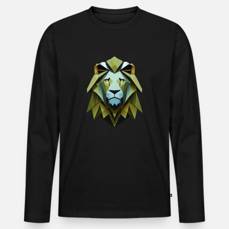 Geometrischer Löwe - Männer Premium Bio Langarmshirt - Schwarz