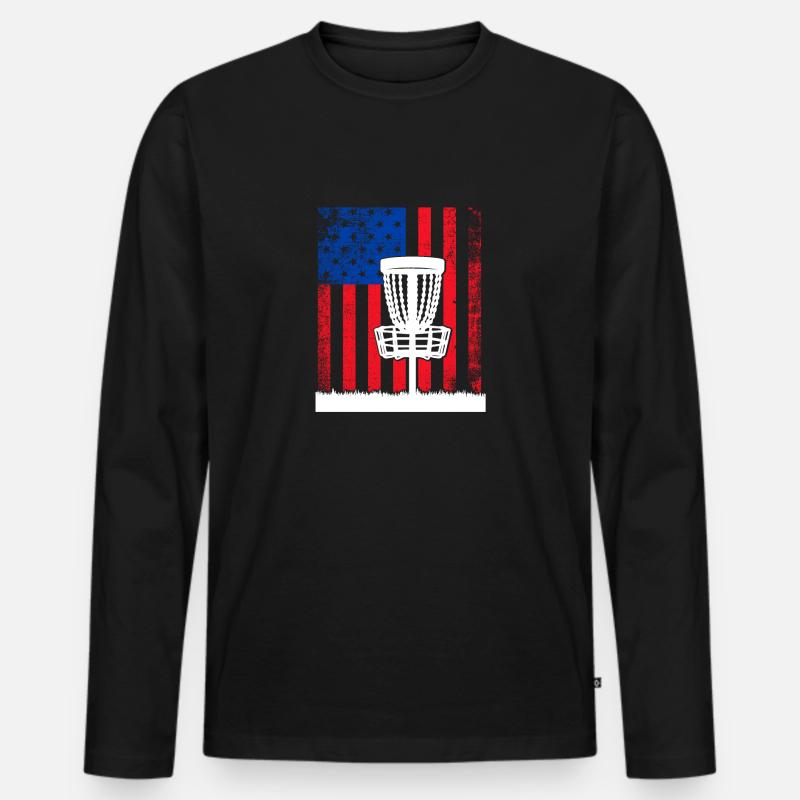 Scheibengolf Scheibengolfer American Falg Patriot - Männer Premium Bio Langarmshirt - Schwarz