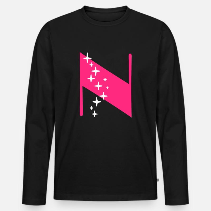Buchstabe N Glitzer - Männer Premium Bio Langarmshirt - Schwarz
