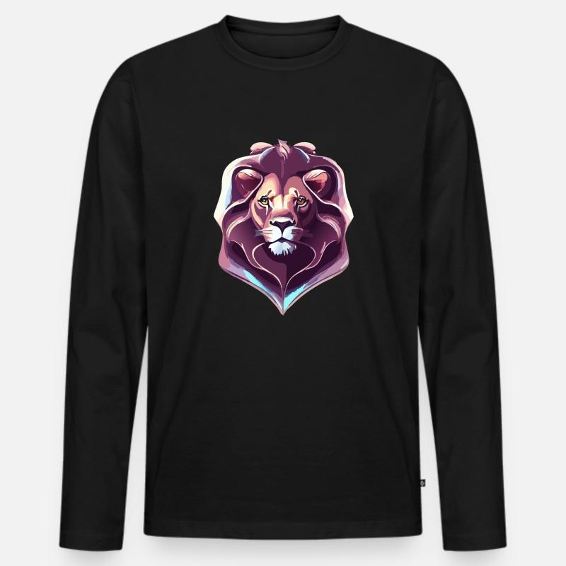 Chrom Königlicher Löwe - Männer Premium Bio Langarmshirt - Schwarz