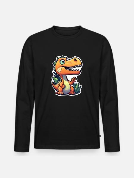 Cartoon Dinosaur - Men's Premium Organic Long Sleeve Shirt - black