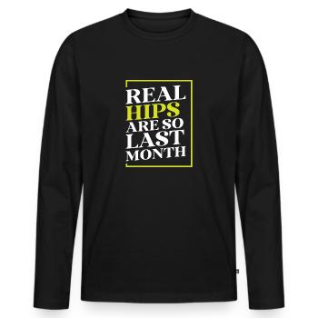 Real Hips Are So Last Month Joint Replacement - Men's Premium Organic Long Sleeve Shirt - black - Front - Nico (187cm)
