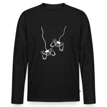 manette console jeux - T-shirt manches longues Premium bio Homme - noir - Devant - Nico (187cm)