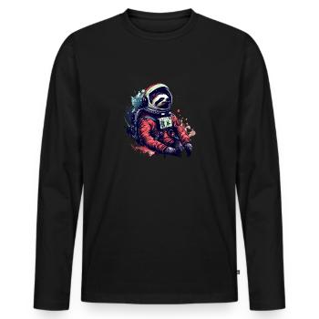 Astronaute paresseux - Un voyage dans l’espace - T-shirt manches longues Premium bio Homme - noir - Devant - Nico (187cm)