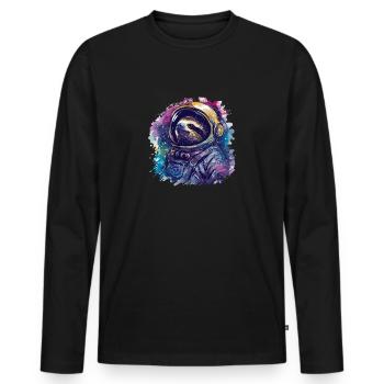Astronaute paresseux - Un voyage dans l’espace - T-shirt manches longues Premium bio Homme - noir - Devant - Nico (187cm)