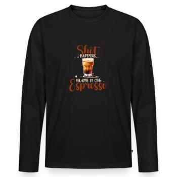 Shot Happens - Espresso Coffee Lovers - Men's Premium Organic Long Sleeve Shirt - black - Front - Nico (187cm)