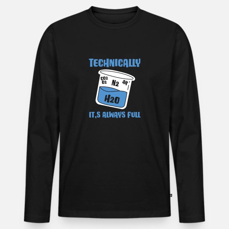Technisch Gesehen Ist Es Immer Voll - - Männer Premium Bio Langarmshirt - Schwarz
