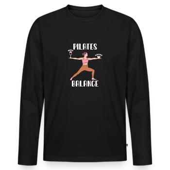 Pilates Balance Wine And Coffee Motif - Men's Premium Organic Long Sleeve Shirt - black - Front - Nico (187cm)