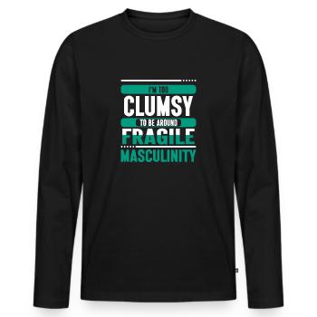 Masculinité maladroite à fragile - T-shirt manches longues Premium bio Homme - noir - Devant - Nico (187cm)