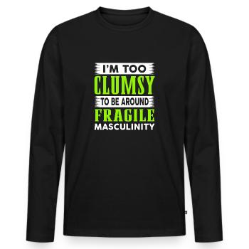 Masculinité maladroite à fragile - T-shirt manches longues Premium bio Homme - noir - Devant - Nico (187cm)