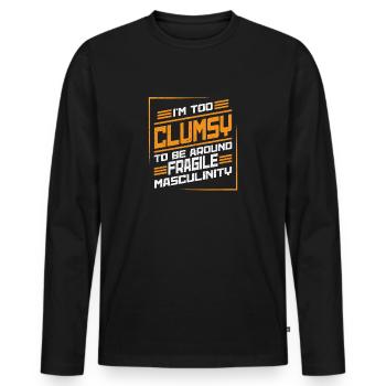 Masculinité maladroite à fragile - T-shirt manches longues Premium bio Homme - noir - Devant - Nico (187cm)