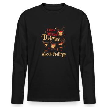 Mixed feelings and exquisite drinks - Men's Premium Organic Long Sleeve Shirt - black - Front - Nico (187cm)