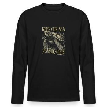 Keep Our Sea Plastic-Free Schildkröte - Männer Premium Bio Langarmshirt - Schwarz - Vorne - Nico (187cm)