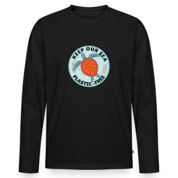 Keep Our Sea Plastic-Free Schildkröte - Männer Premium Bio Langarmshirt - Schwarz - Vorne - Nico (187cm)