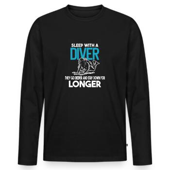 Sleep with a diver - depth and endurance - Men's Premium Organic Long Sleeve Shirt - black - Front - Nico (187cm)
