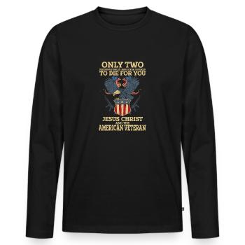 Seulement deux meurent pour toi - Jésus et les vétérans - T-shirt manches longues Premium bio Homme - noir - Devant - Nico (187cm)