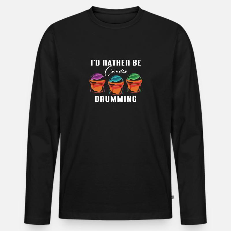 I'd Rather Be Cardio Drumming - Männer Premium Bio Langarmshirt - Schwarz