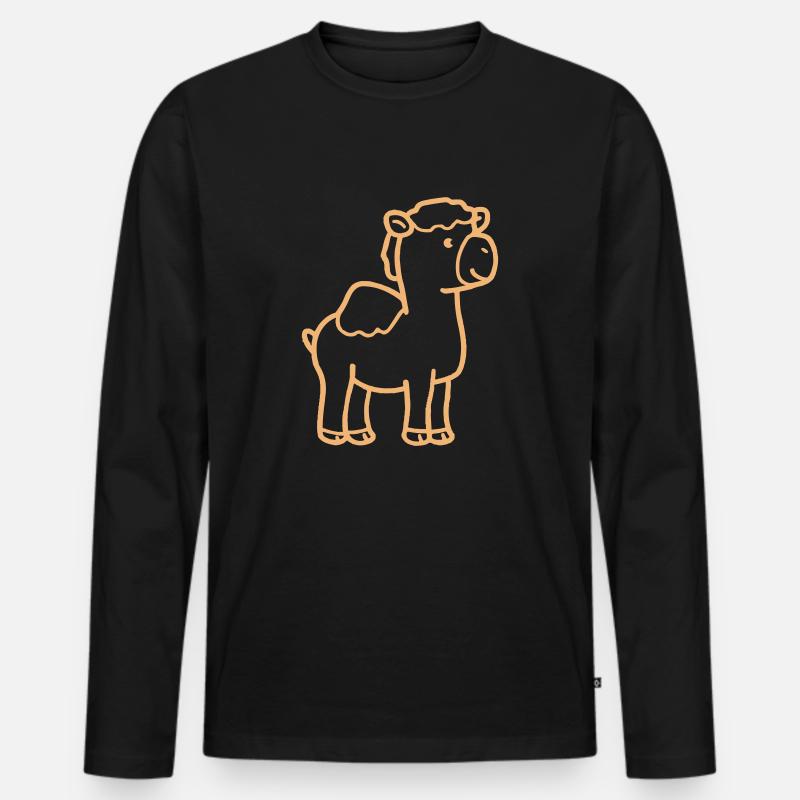 Kamel Comic - Männer Premium Bio Langarmshirt - Schwarz