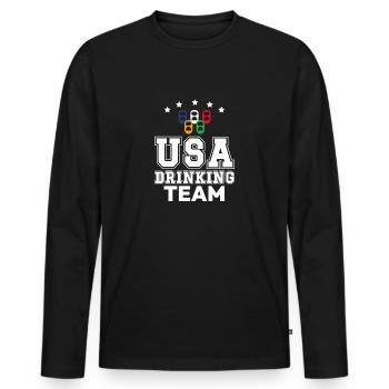 USA Drinking Team Funny Drinking Saying - Men's Premium Organic Long Sleeve Shirt - black - Front - Nico (187cm)