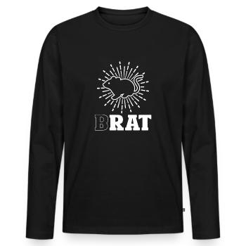 Lustiges Rattenmotiv Brat mit Niedlichem Tier - Männer Premium Bio Langarmshirt - Schwarz - Vorne - Nico (187cm)