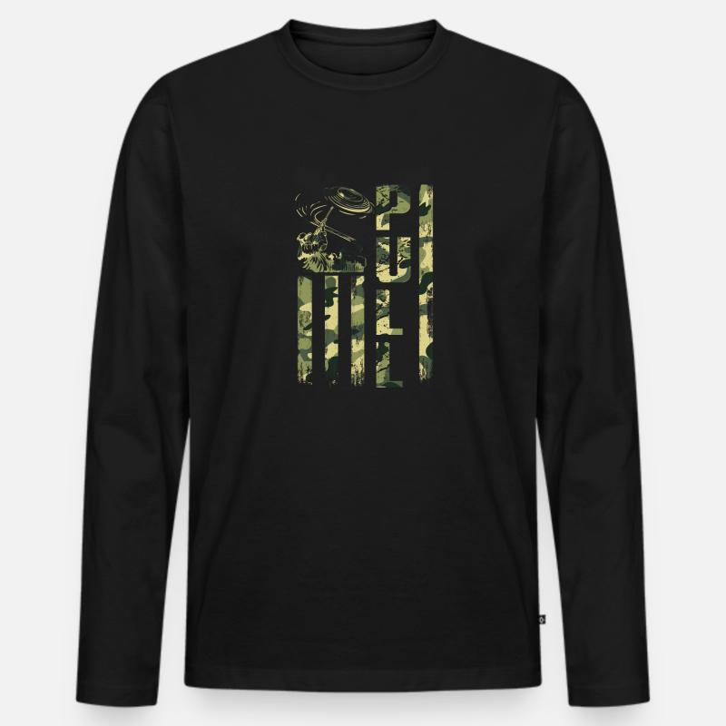 Pull Camouflage Schießsport Motiv - Männer Premium Bio Langarmshirt - Schwarz