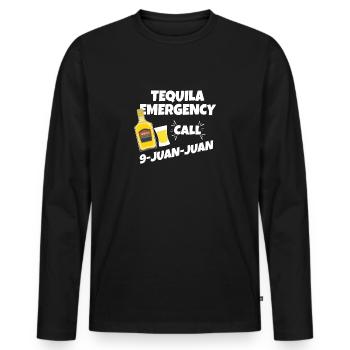 Appel d'urgence à la tequila 9-Juan-Juan Laugh Party Fun - T-shirt manches longues Premium bio Homme - noir - Devant - Nico (187cm)