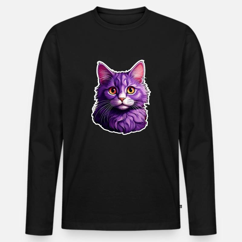 Katze modernes Design - Männer Premium Bio Langarmshirt - Schwarz