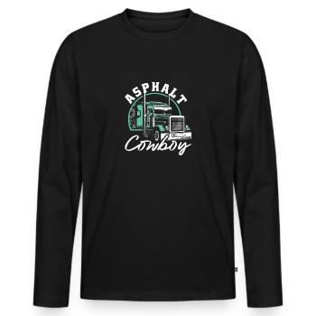 Asphalt Cowboy Trucker Motif - Men's Premium Organic Long Sleeve Shirt - black - Front - Nico (187cm)