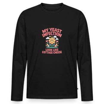 Mon infection à levures ressemble à du fromage cottage - T-shirt manches longues Premium bio Homme - noir - Devant - Nico (187cm)