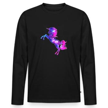 Galaxy Einhorn unicorn space Pferd fantasy Mädchen - Männer Premium Bio Langarmshirt - Schwarz - Vorne - Nico (187cm)