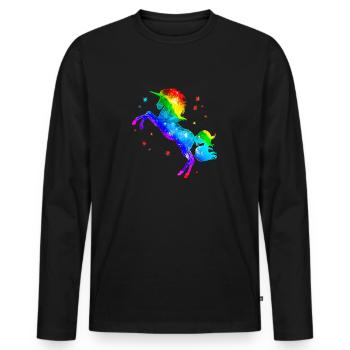 Einhorn Regenbogen Sterne, unicorn rainbow stars - Männer Premium Bio Langarmshirt - Schwarz - Vorne - Nico (187cm)