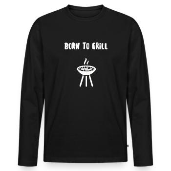 Born to grill - Men's Premium Organic Long Sleeve Shirt - black - Front - Nico (187cm)