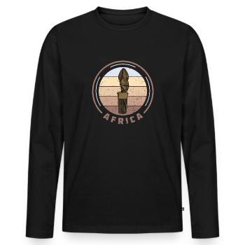 Afor Comb Care Hairstyle Afro History Africa Pic - Men's Premium Organic Long Sleeve Shirt - black - Front - Nico (187cm)