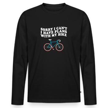 I Have Plans With My Bike Bicycle Wheel Retro - Men's Premium Organic Long Sleeve Shirt - black - Front - Nico (187cm)